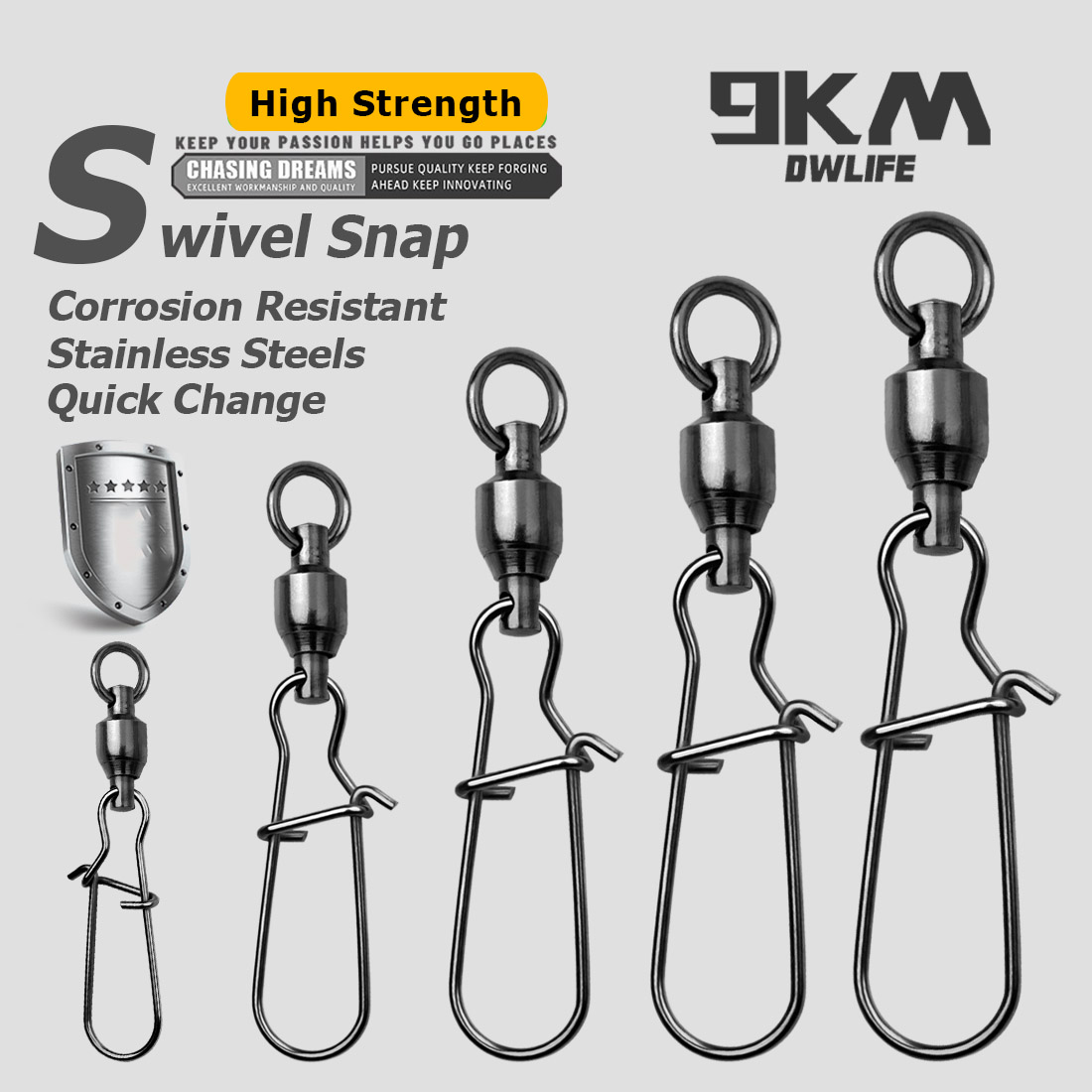 Ice Fishing Tip Up - 9KM 10PCS Ball Bearing Swivel Snap